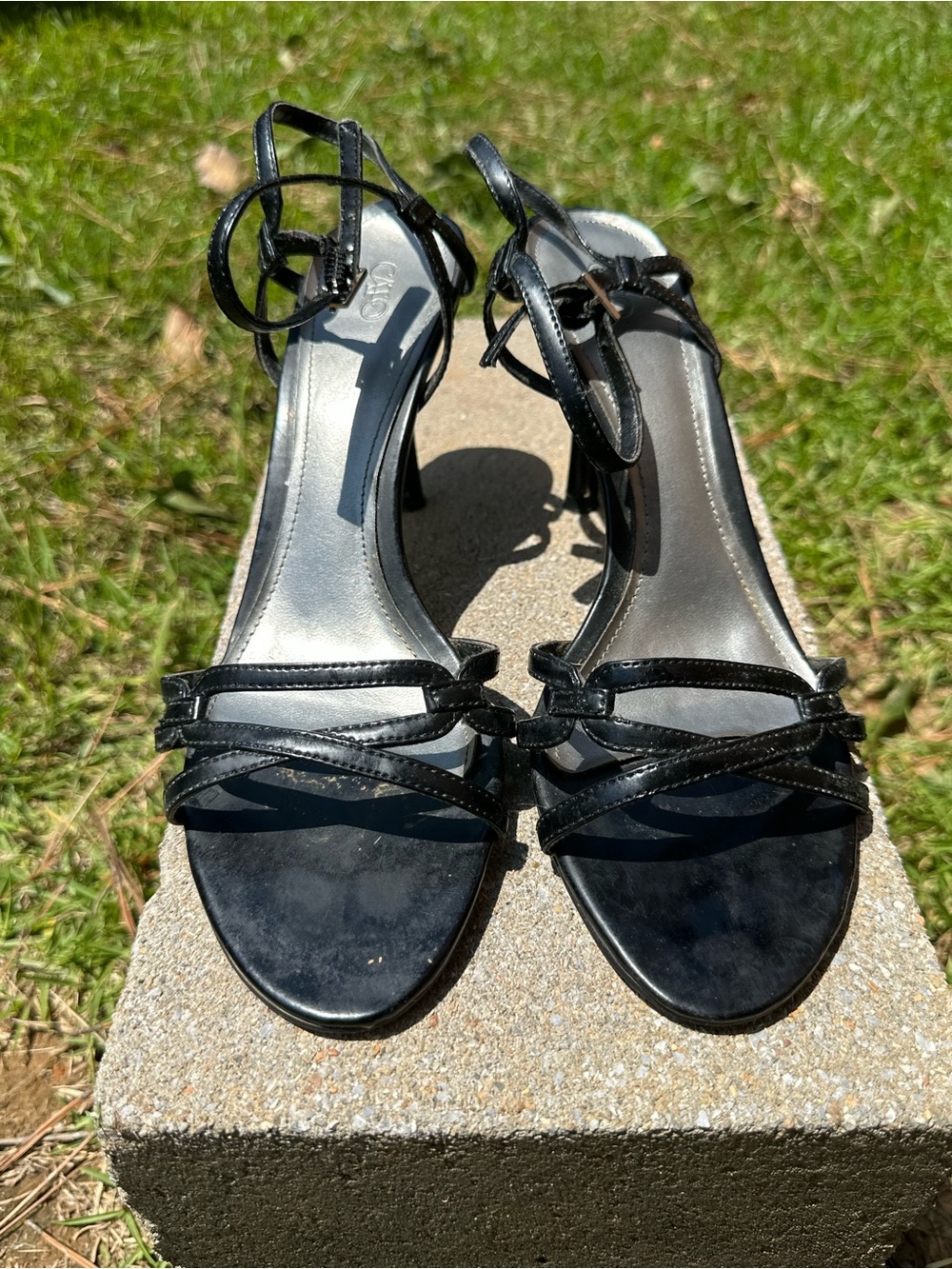 Cato Black Strappy Ankle-Heel Sandals